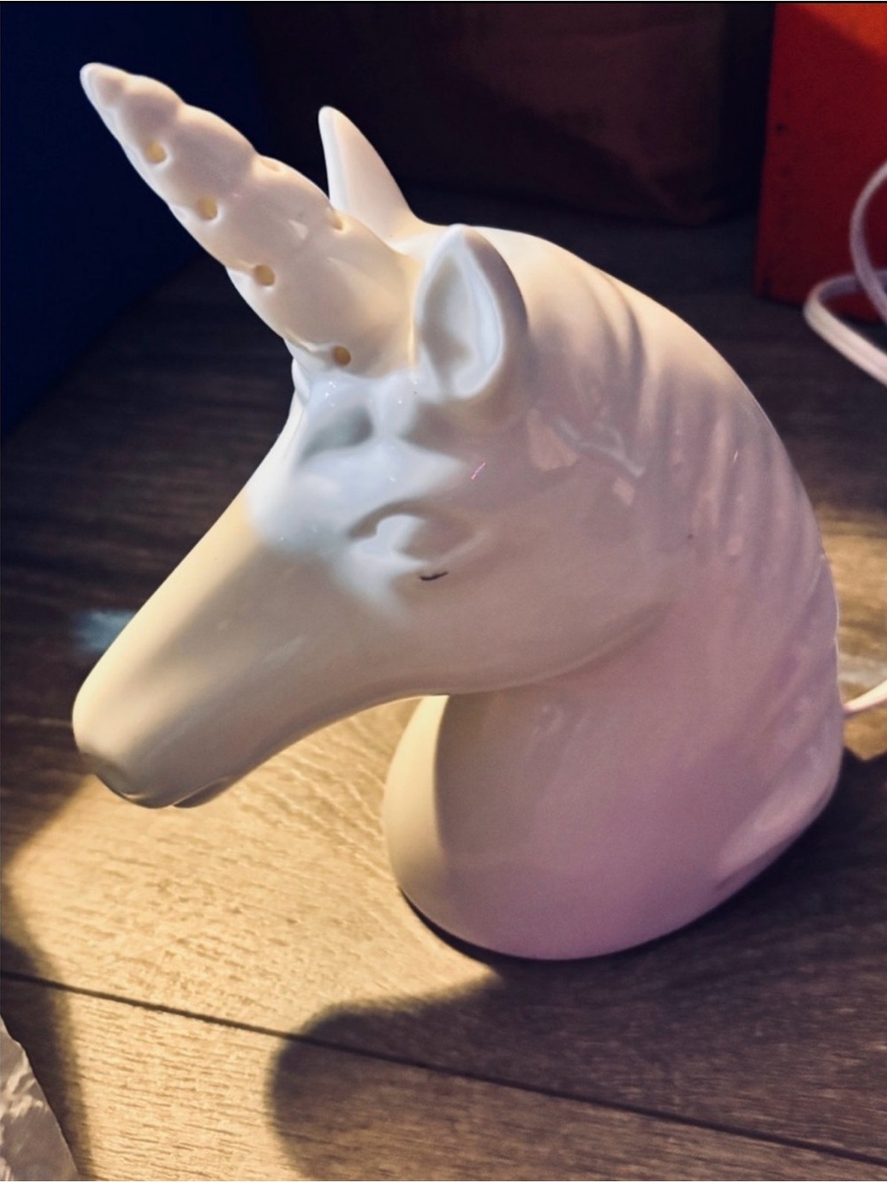 Glowing White Ceramic Unicorn Night Lamp